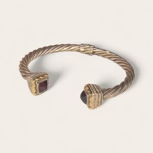 Samuel Behnam Garnet, Sterling Silver, & 14K Gold Chunky Twisted Rope Bracelet